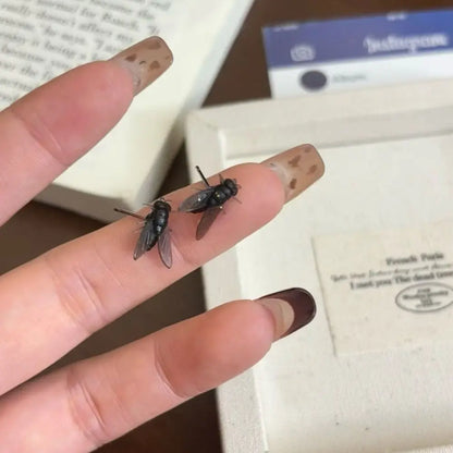 Cute Creative Flies Studs Earrings Prank Funny Mosquito Ear Stud Realistic Personality Mini Fly Earrings Girls
