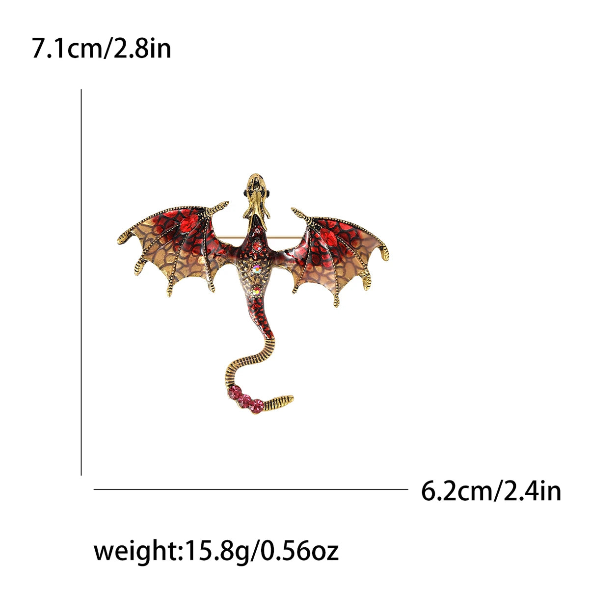 Enamel Dragon Pins for Women Rhinestone Flying Dragons Brooches Office Party Friend Gifts Jewelry Accessories
