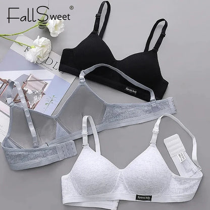 FallSweet Cotton Wireless Bra for Women Seamless Push Up Bras Comfortable V-Shaped Gathering Underwear AB Cup Intimate Lingerie