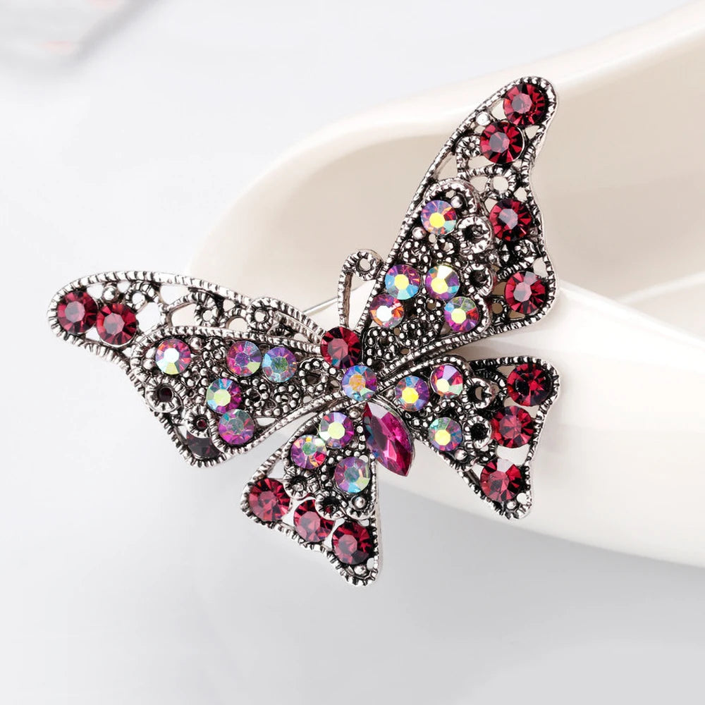 Rhinestone Butterfly Brooch Pins Trendy Alloy Enamel Metal Lapel Pin Glittering Multi-Color Optional For Women Small Gift Access