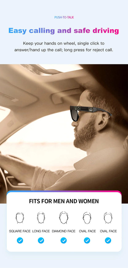 KUMI Meta V1 Smart Glasses Polarized Sunglasses Bluetooth glasses IPX4 Waterproof Open Ear Headphones AI Voice Assistant