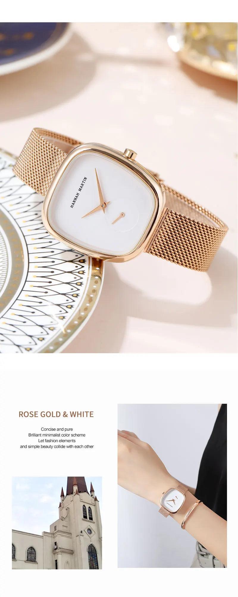 2025 New Women's Quartz Wristwatch 34mm Wine Barrel Rose Gold Black Stopwatch Fashionable Minimalist Style Oval Women's Watches