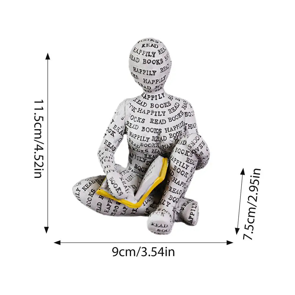Reading Statue Man Reading Book Statue Resin Aesthetic Abstract Modern Sculptures for Coffee Table Tabletop Library Accessories