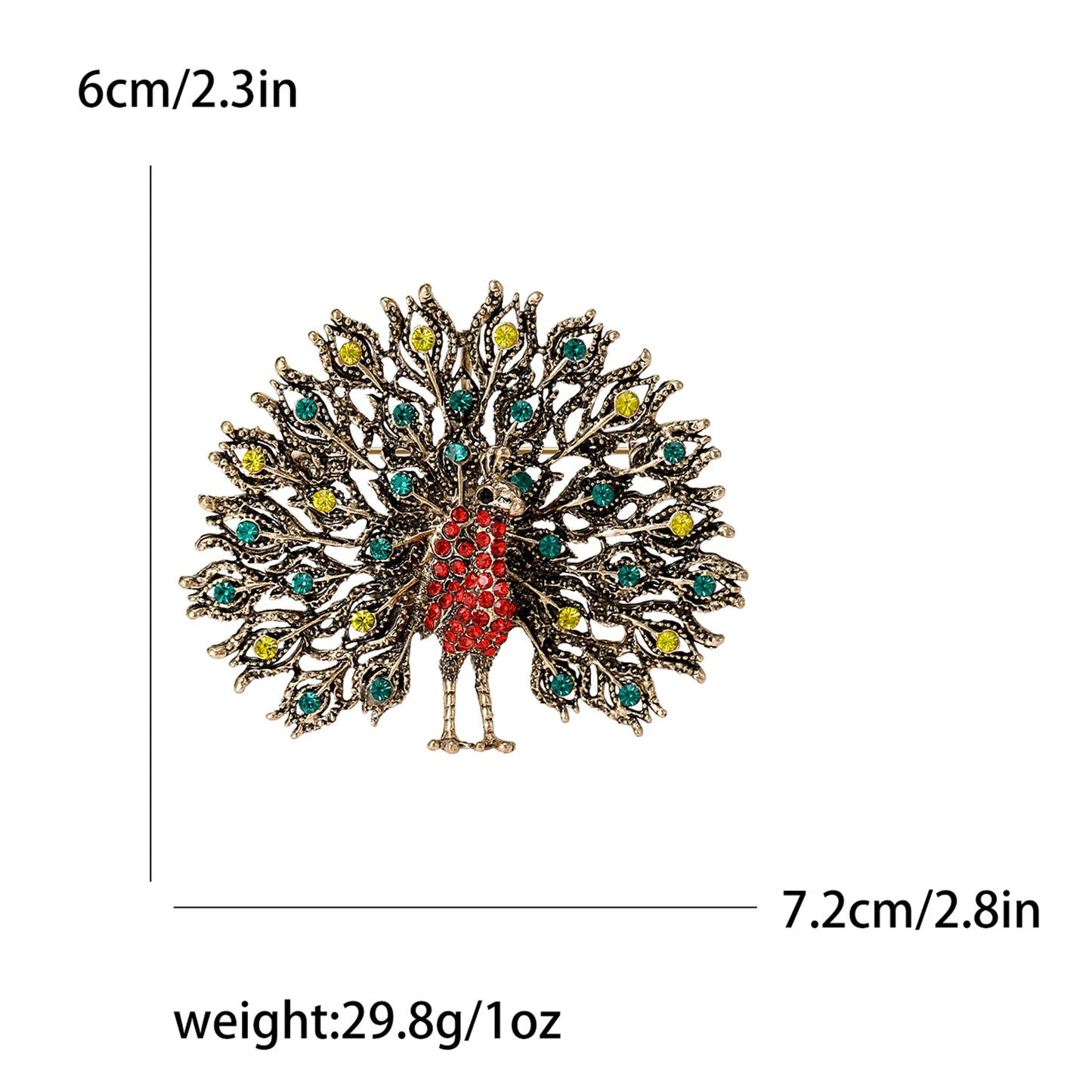 Fully Rhinestone Peacock Bird Brooch Fashionable and Elegant Coat Pin Jewelry Accessories and Gifts