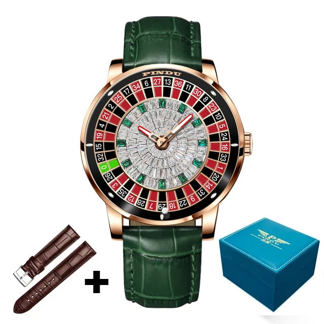 2024 New NH35 Automatic Mechanical Wristwatches Las Vegas Roulette PINDU Watch Diamond Luminous Pointer  Jacob & Co Montre Homme