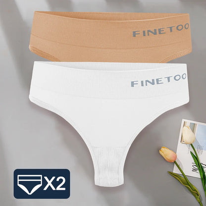 FINETOO 2PCS/Set M-2XL Bodyshaper G-String Panties Women Slim Underwear Female Lingerie Sexy Lady Thongs High Waist Underpants