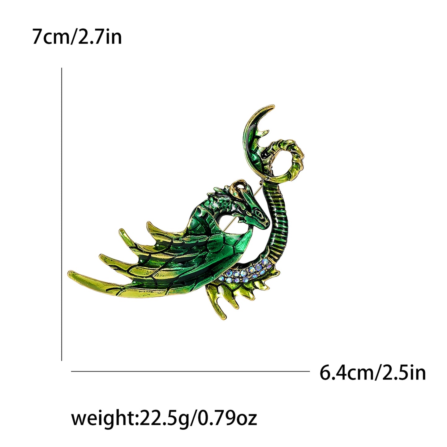 Enamel Dragon Pins for Women Rhinestone Flying Dragons Brooches Office Party Friend Gifts Jewelry Accessories