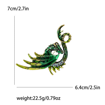 Enamel Dragon Pins for Women Rhinestone Flying Dragons Brooches Office Party Friend Gifts Jewelry Accessories