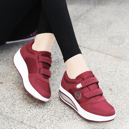 Women's Swing Sneakers 2025 Wedge Platform Toning Sports Shoes for Woman Thick Sole Breathable Fitness Rocking Mom Shoes