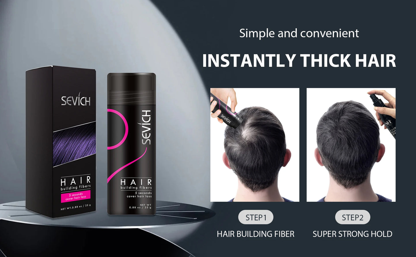 Sevich Hair Fiber For Thinning Hair & Bald Spot Instant Hair Growth Fiber Fill In Fine Or Thinning Hair Instantly Thicker Powder