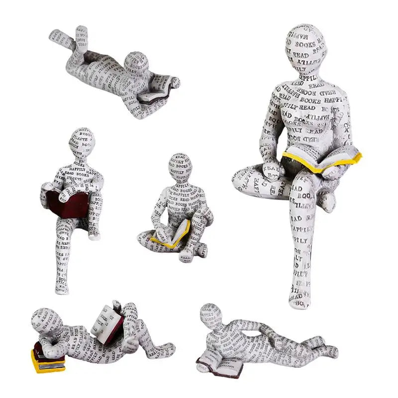 Reading Statue Man Reading Book Statue Resin Aesthetic Abstract Modern Sculptures for Coffee Table Tabletop Library Accessories