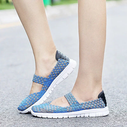 Plus Size Women Flat Shoes  Elastic Band Weave Shoes Women Comfort Flat Shoes Women Casual Loafers Zapatos De Mujer