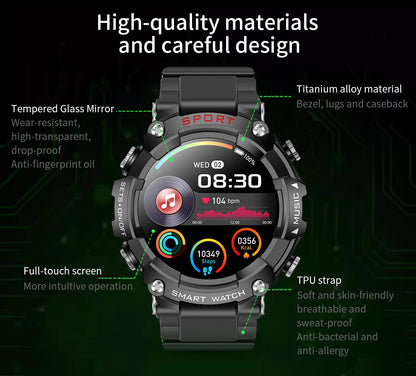 LaNikar Smart Watch AMOLED Display With In-Ear Bluetooth Headset Heart Rate Blood Pressure Oxygen Saturation Monitoring HD Audio
