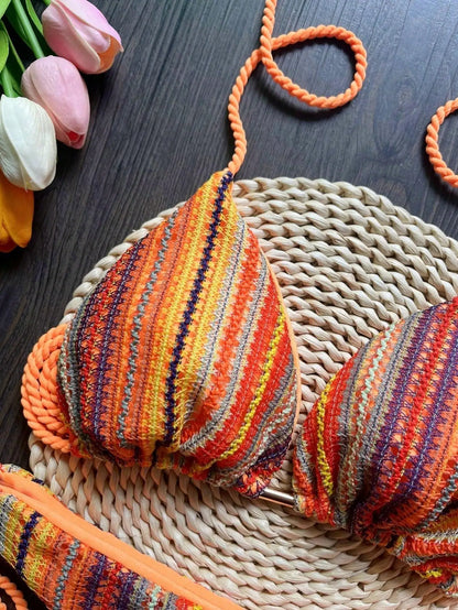 RUOTONGSEPT 2025 Sexy Braided Rope Straps Bikini Set New Swimsuit Women Swimwear Push Up Brazilian Bathing Suit Beach Biquinis