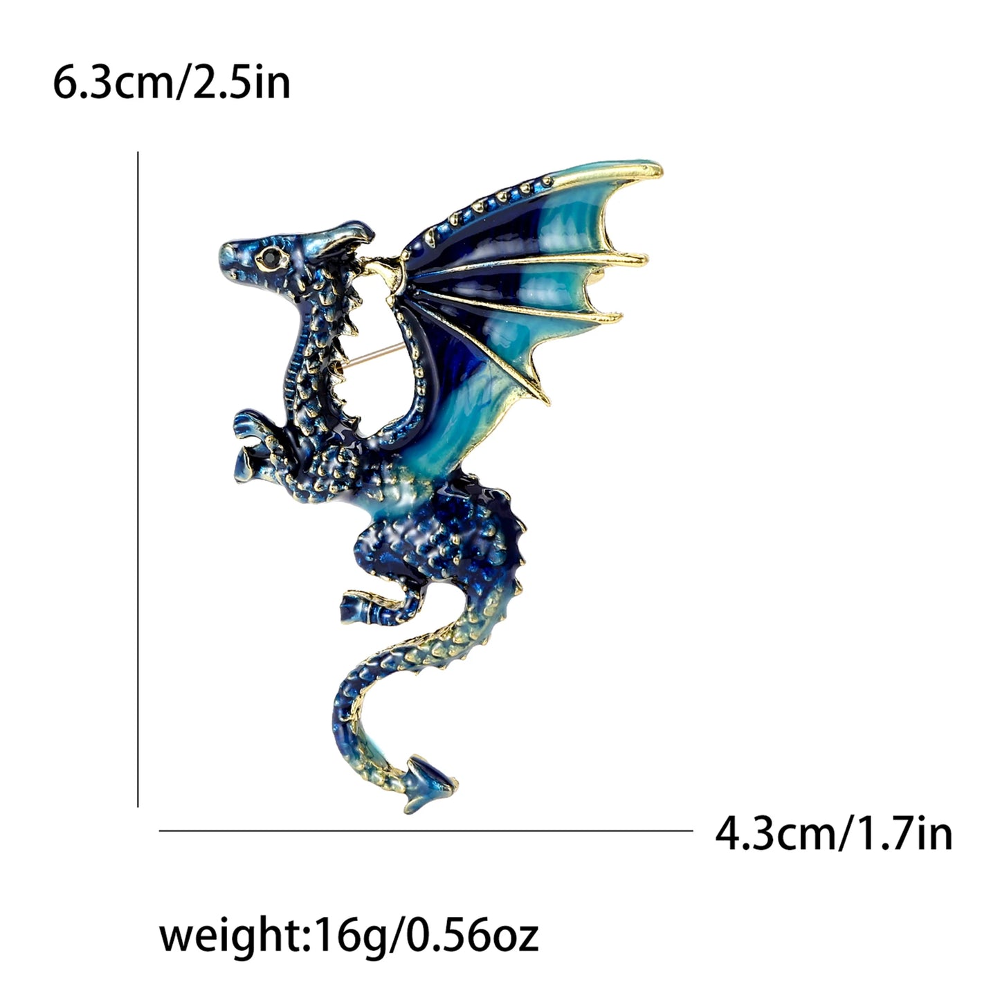 Enamel Dragon Pins for Women Rhinestone Flying Dragons Brooches Office Party Friend Gifts Jewelry Accessories