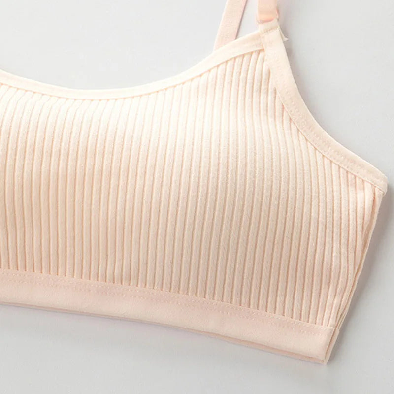 4 Pcs/Lot Children Innerwear Cotton Girls Bra Removable Sponge Cup Puberty Girls Training Bras Breathable Teenage Girl Brassiere