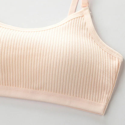 4 Pcs/Lot Children Innerwear Cotton Girls Bra Removable Sponge Cup Puberty Girls Training Bras Breathable Teenage Girl Brassiere