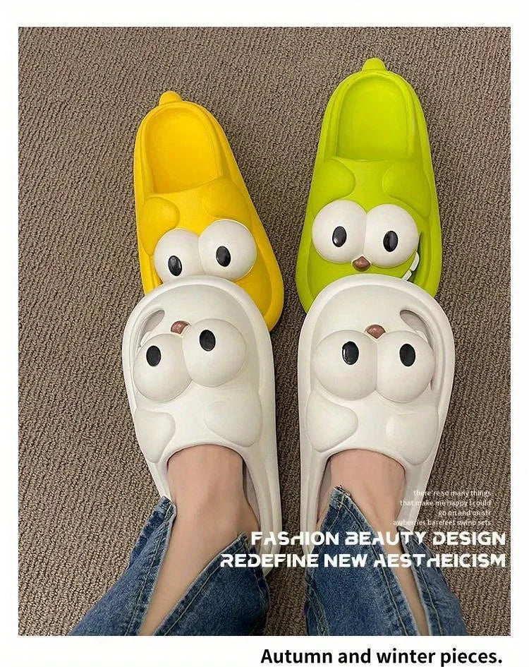 Tongue Slippers Big Eye Dog Slippers Cute Funny Big Eye Dog Fun Cartoon Package Head Eva Slippers for Women