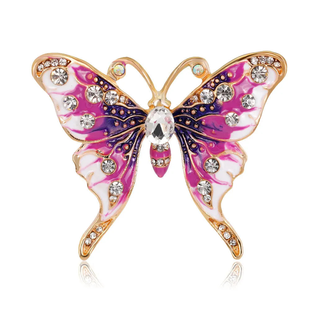 Shiny Rhinestone Butterfly Brooches For Women Luxury Jewelry Vintage Enamel Pin Animal Badges Large Butterfly Brooch Pin Gifts