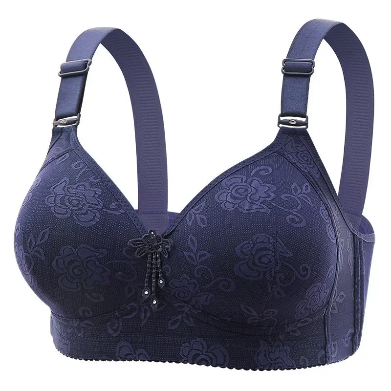 New Women Mom Bra Large Size Thin Cup Elderly Women Female Full-cup Brassiere Non-magnetic Non-steel Ring Ladies Mom Underwear