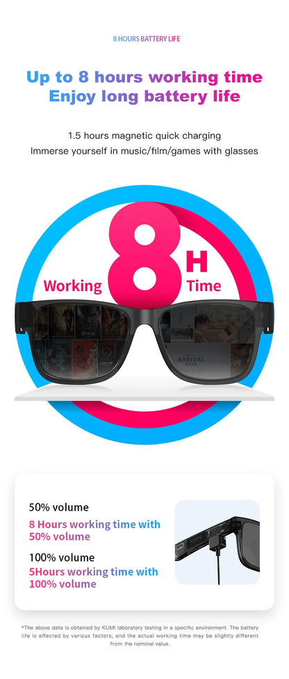 KUMI Meta V1 Smart Glasses Polarized Sunglasses Bluetooth glasses IPX4 Waterproof Open Ear Headphones AI Voice Assistant