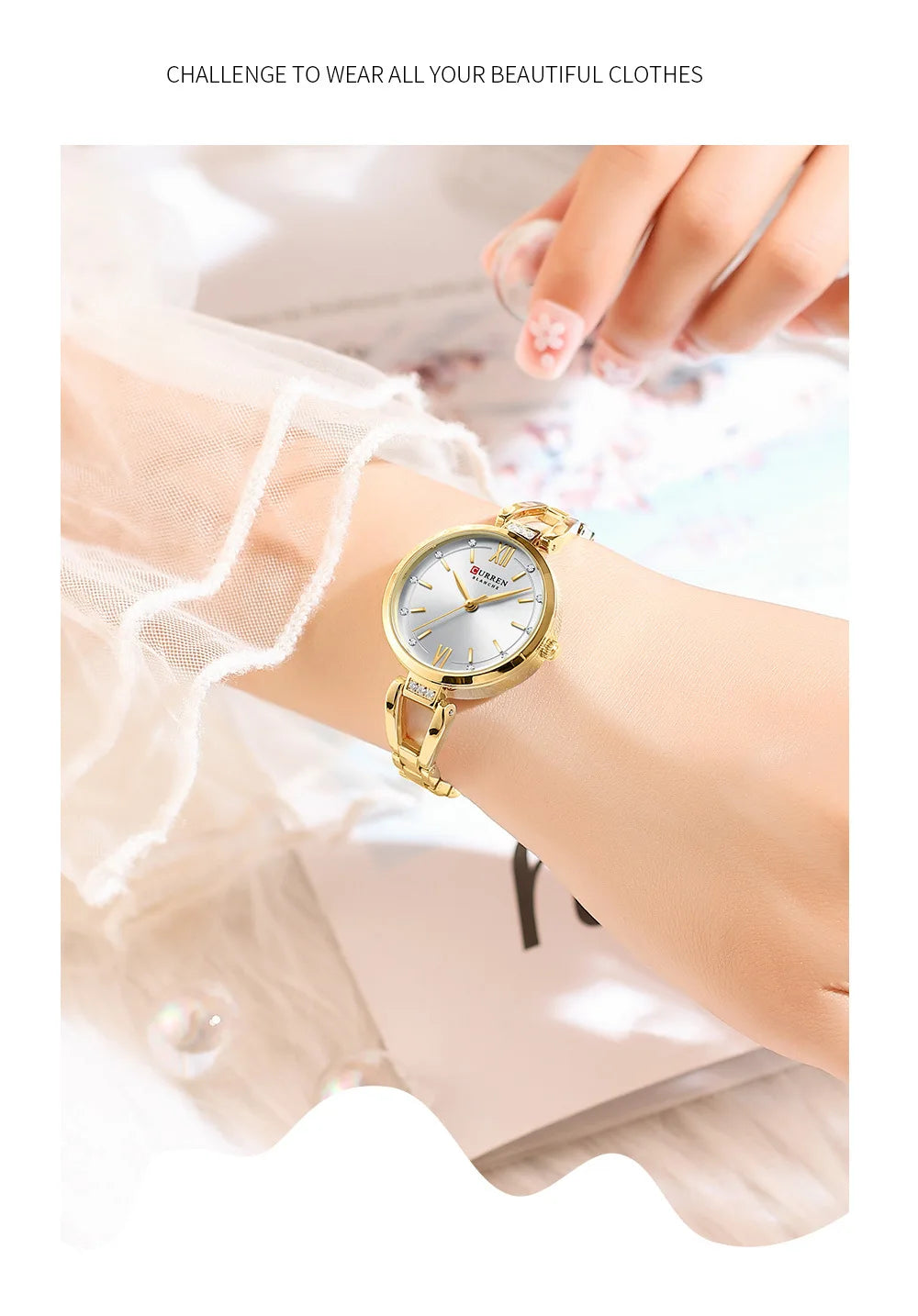 CURREN 9092 Women Quartz Watch Fashion Luxury Elegant Stainless Steel Strap Bracelet Wristwatch for Ladies Girl Female Clock