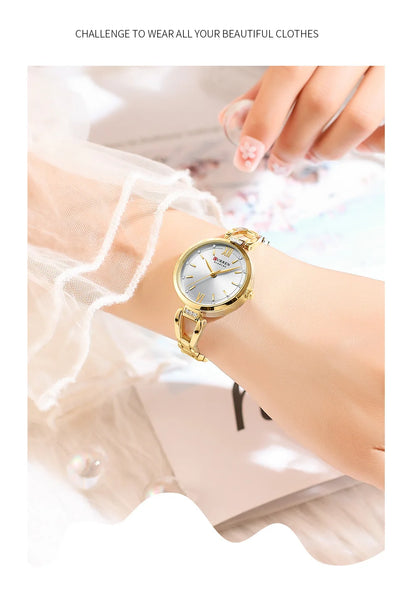 CURREN 9092 Women Quartz Watch Fashion Luxury Elegant Stainless Steel Strap Bracelet Wristwatch for Ladies Girl Female Clock