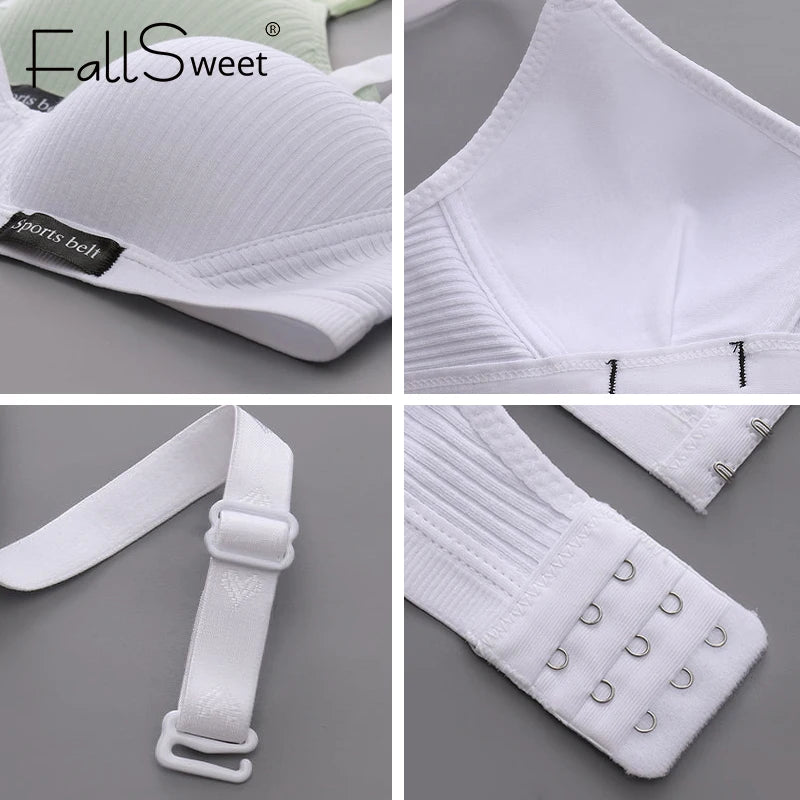 FallSweet Cotton Wireless Bra for Women Seamless Push Up Bras Comfortable V-Shaped Gathering Underwear AB Cup Intimate Lingerie