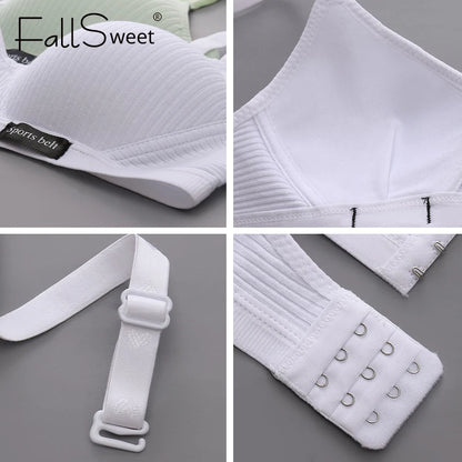 FallSweet Cotton Wireless Bra for Women Seamless Push Up Bras Comfortable V-Shaped Gathering Underwear AB Cup Intimate Lingerie