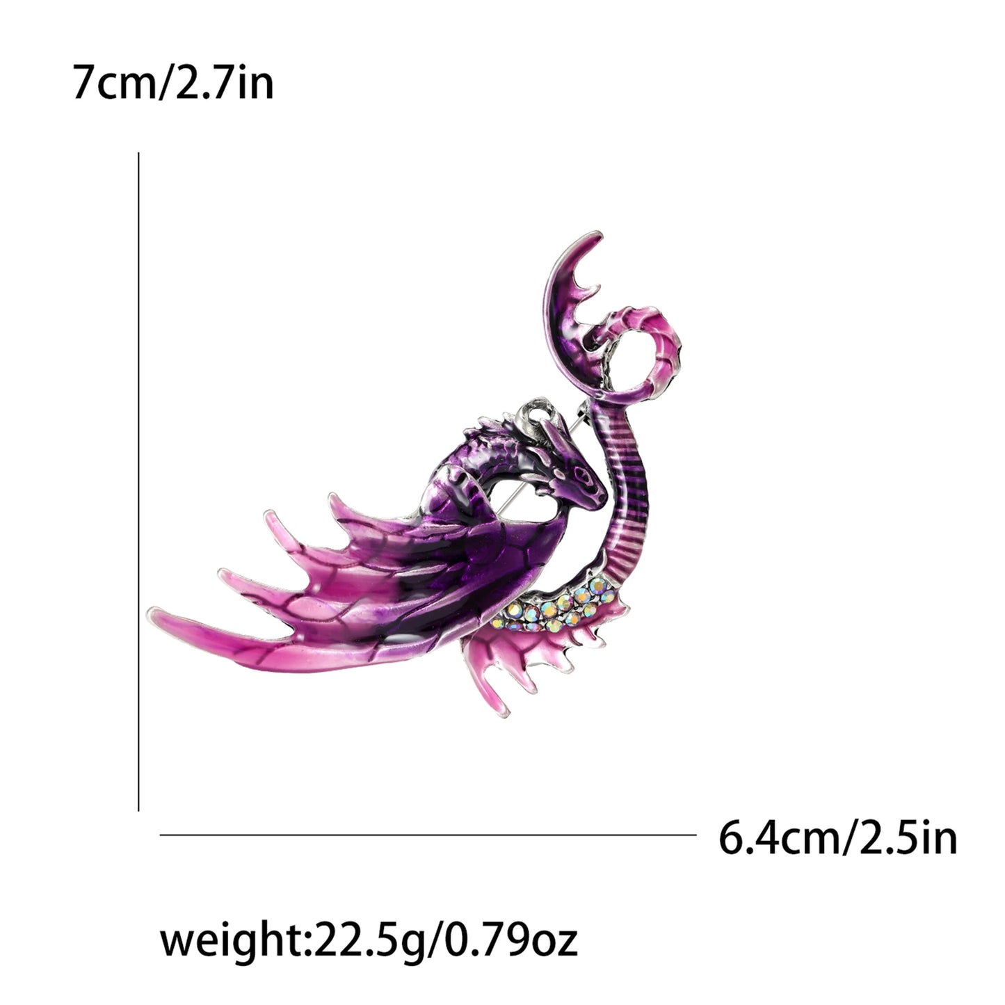 Enamel Dragon Pins for Women Rhinestone Flying Dragons Brooches Office Party Friend Gifts Jewelry Accessories