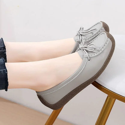 The New Shoes for Women Casual Loafers Summer Mom Flat Shoes Genuine Leather Fashion Work Casual Sneakers Zapatos De Mujer