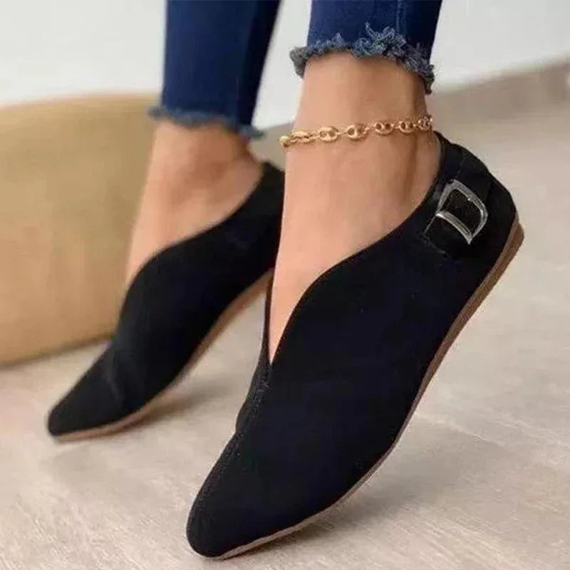 2025 Summer New Women's Shoes Flat Bottom Pointed Toe Casual Single Shoes Low Top Shoes Big Size 43
