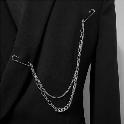 Metal Chain Brooch Tassel Butterfly Pendant Brooch for Women Men Couple Overcoat Suit Shirt Lapel Pin Clothing Accessory Jewelry