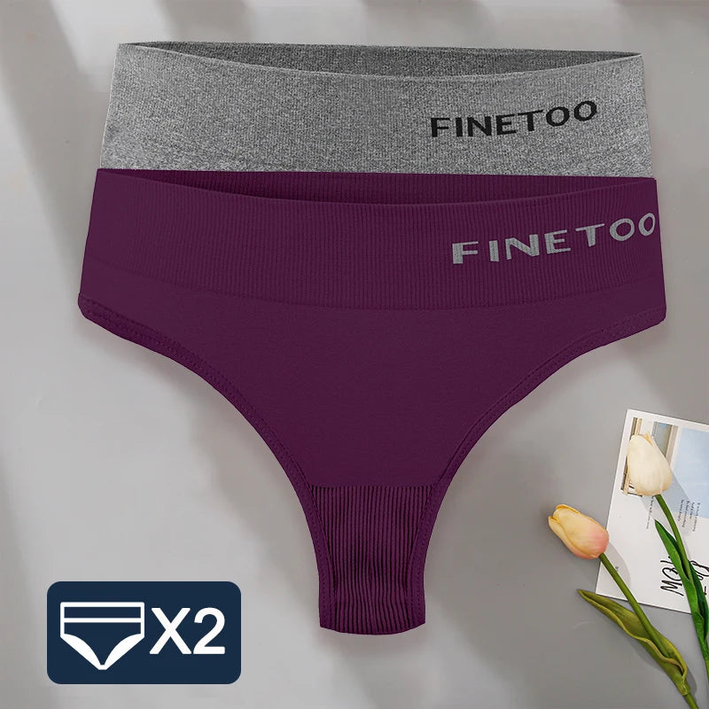 FINETOO 2PCS/Set M-2XL Bodyshaper G-String Panties Women Slim Underwear Female Lingerie Sexy Lady Thongs High Waist Underpants