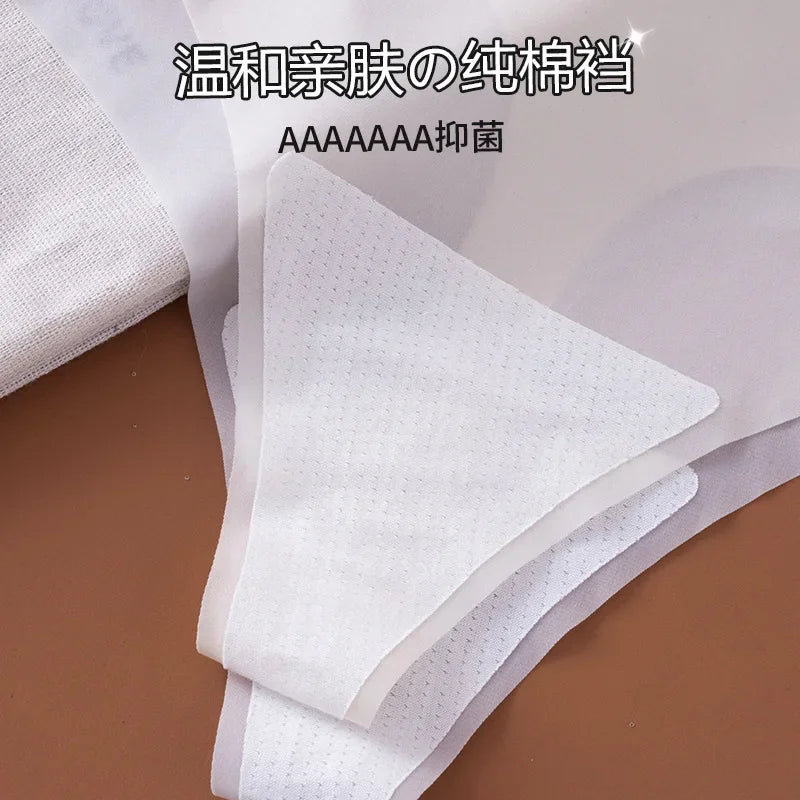 Transparent Thong Panties Women Ultra-thin Sense Sexy Female Seamless Low-waist Solid Color G-string Quick Drying Underwear