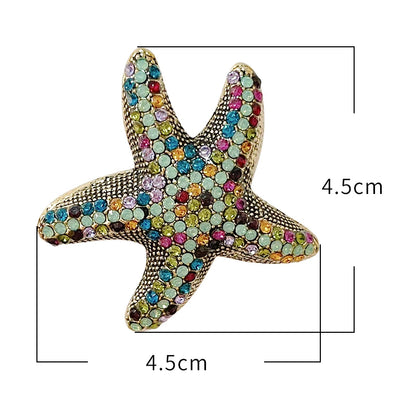 Sparkling Crystal Starfish Brooch Beach Vacation Ladies Luxury Dress Ornament Souvenir Gift