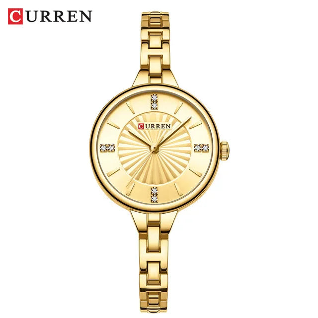 CURREN 9097 Women's Casual Quartz Watch Elegant Simple Design Waterproof Stainless Steel Strap Fashion Business Wristwatch Lady