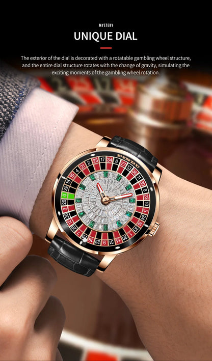 2024 New NH35 Automatic Mechanical Wristwatches Las Vegas Roulette PINDU Watch Diamond Luminous Pointer  Jacob & Co Montre Homme