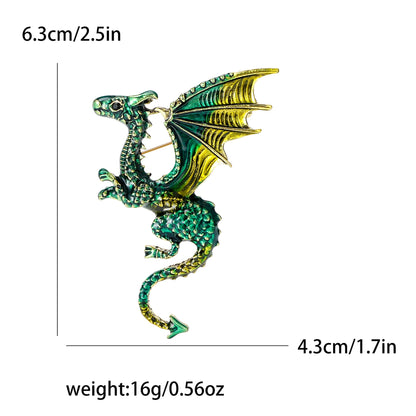 Enamel Dragon Pins for Women Rhinestone Flying Dragons Brooches Office Party Friend Gifts Jewelry Accessories