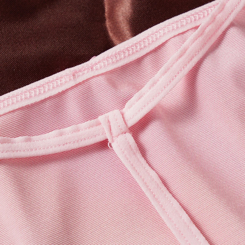 2PCS Women's Thong Satin Sexy Seamless Underwear Female Bow Low Waist One Thread G-string Pure Cotton Crotch T-back