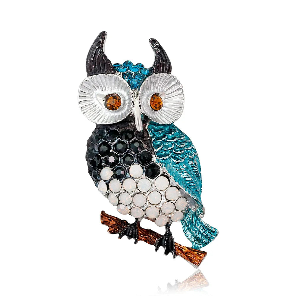 Lovely Owl Brooches For Women Korean Trendy Rhinestone Jewelri Brooch Bird Animal Pin Badg Clothes Decorative Pins Corsage Gifts