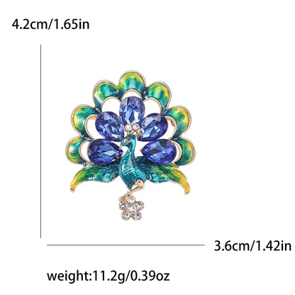 Fully Rhinestone Peacock Bird Brooch Fashionable and Elegant Coat Pin Jewelry Accessories and Gifts