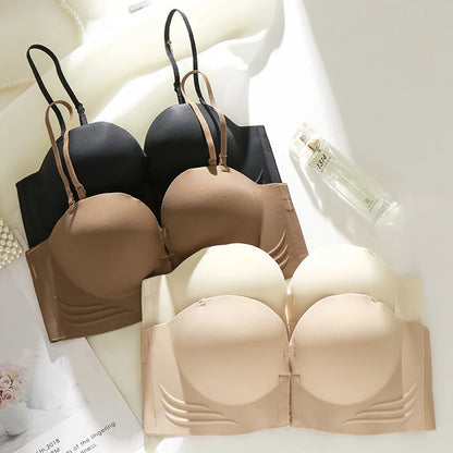 FINETOO Front Closure Sexy Push Up Bra Women Invisible Bras Underwear Lingerie For Female Brassiere Strapless Seamless Bralette