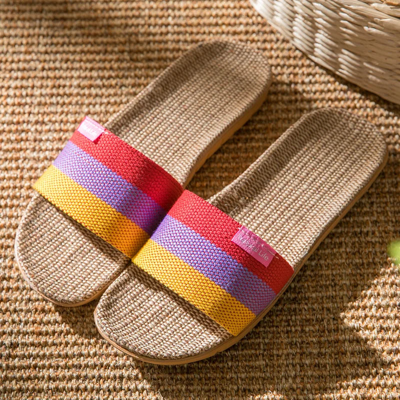 Fabric Unisex Slippers Summer Slip-On Home Slippers Breathable Soft Indoor Slippers