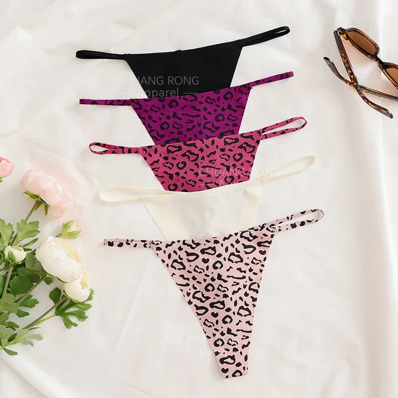 SP&CITY Leopard Print Thongs Sports Traceless Women’s Underpants Low Waist Ice Silk Thin Panties Breathable Fitness Briefs