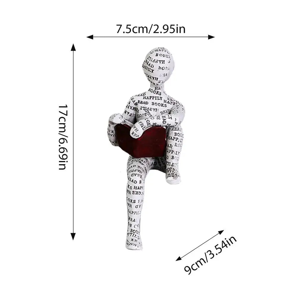 Reading Statue Man Reading Book Statue Resin Aesthetic Abstract Modern Sculptures for Coffee Table Tabletop Library Accessories