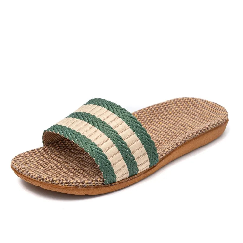 Women Linen Slippers Lightweight Couple Slippers AntiSlip Home Shoes Indoor Slippers