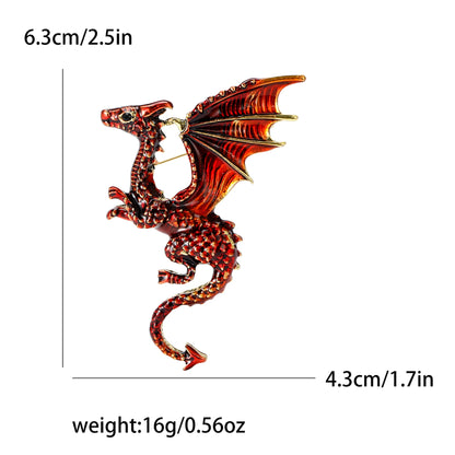 Enamel Dragon Pins for Women Rhinestone Flying Dragons Brooches Office Party Friend Gifts Jewelry Accessories