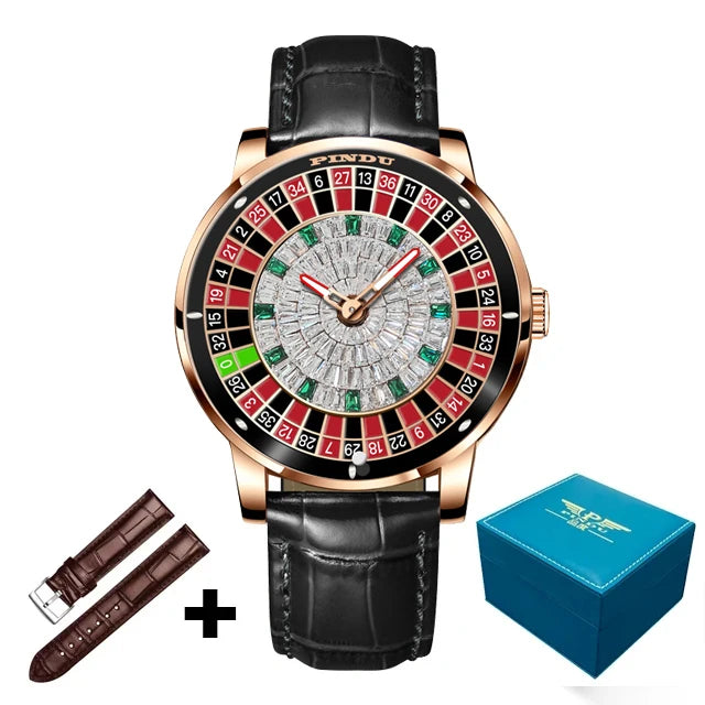 2024 New NH35 Automatic Mechanical Wristwatches Las Vegas Roulette PINDU Watch Diamond Luminous Pointer  Jacob & Co Montre Homme