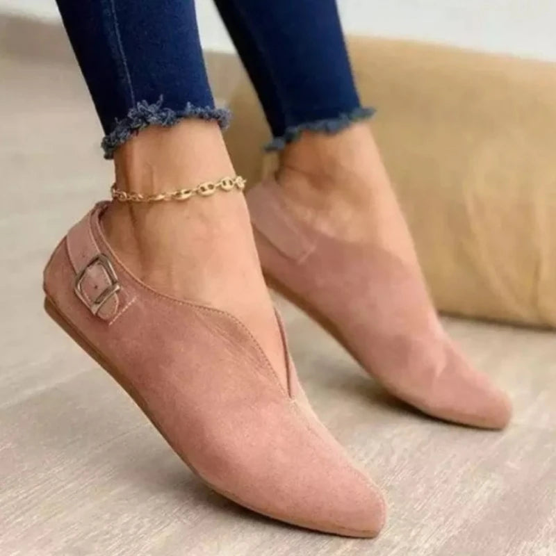 2025 Summer New Women's Shoes Flat Bottom Pointed Toe Casual Single Shoes Low Top Shoes Big Size 43